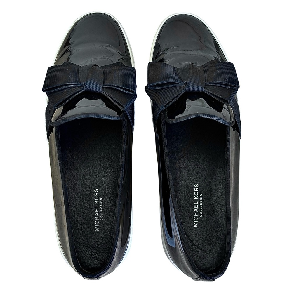 🌹MICHAEL KORS COLLECTION Black Patent Leather Slip-Ons w/ Bow🌹 - Picture 2 of 14